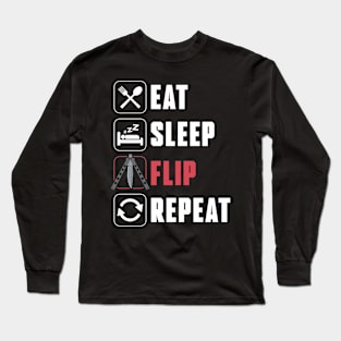 Eat Sleep Flip Repeat Funny Balisong Butterfly Knife Lover Long Sleeve T-Shirt